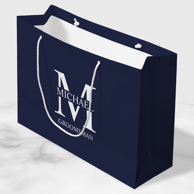 Classic Personalised Groomsmen Monogram and Name Large Gift Bag (Creator Uploaded)
