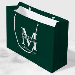 Classic Personalised Groomsmen Monogram and Name Large Gift Bag<br><div class="desc">Classic Personalised Groomsmen Gifts
featuring personalised groomsman's monogram,  name and title in white classic serif font style on emerald green background.

Also perfect for best man,  father of the bride and more.</div>