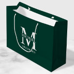 Classic Personalised Groomsmen Monogram and Name Large Gift Bag<br><div class="desc">Classic Personalised Groomsmen Gifts
featuring personalised groomsman's monogram,  name and title in white classic serif font style on emerald green background.

Also perfect for best man,  father of the bride and more.</div>