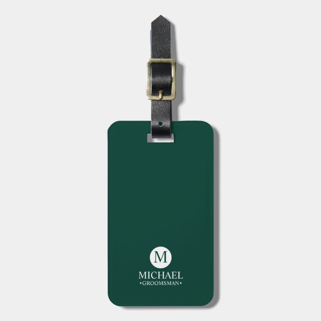 Classic Personalised Groomsmen Monogram and Name Luggage Tag (Front Vertical)