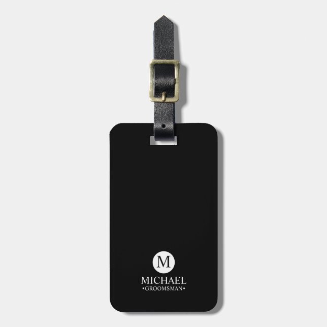 Classic Personalised Groomsmen Monogram and Name Luggage Tag (Front Vertical)