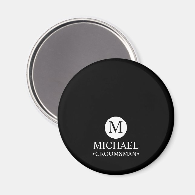 Classic Personalised Groomsmen Monogram and Name Magnet (Front/Back)