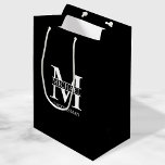 Classic Personalised Groomsmen Monogram and Name Medium Gift Bag<br><div class="desc">Classic Personalised Groomsmen Gifts
featuring personalised groomsman's monogram,  name and title in white classic serif font style on black background.

Also perfect for best man,  father of the bride and more.</div>