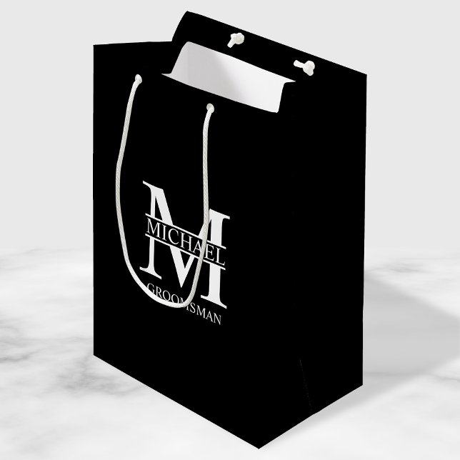 Classic Personalised Groomsmen Monogram and Name Medium Gift Bag (Creator Uploaded)