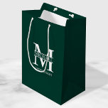 Classic Personalised Groomsmen Monogram and Name Medium Gift Bag<br><div class="desc">Classic Personalised Groomsmen Gifts
featuring personalised groomsman's monogram,  name and title in white classic serif font style on emerald green background.

Also perfect for best man,  father of the bride and more.</div>