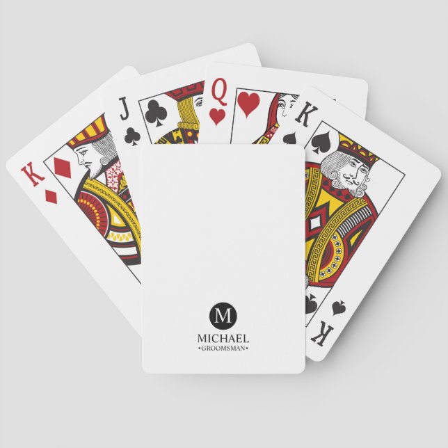 Classic Personalised Groomsmen Monogram and Name Playing Cards (Back)