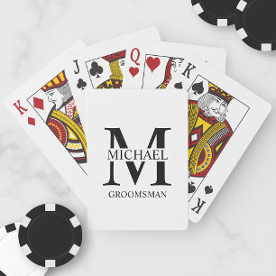 Classic Personalised Groomsmen Monogram and Name Playing Cards