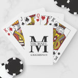 Classic Personalised Groomsmen Monogram and Name Playing Cards<br><div class="desc">Classic Personalised Groomsmen Gifts
featuring personalised groomsman's monogram,  name and title in black classic serif font style on white background.

Also perfect for best man,  father of the bride and more.</div>