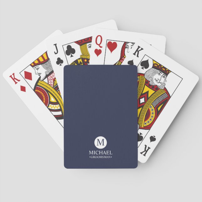 Classic Personalised Groomsmen Monogram and Name Playing Cards (Back)