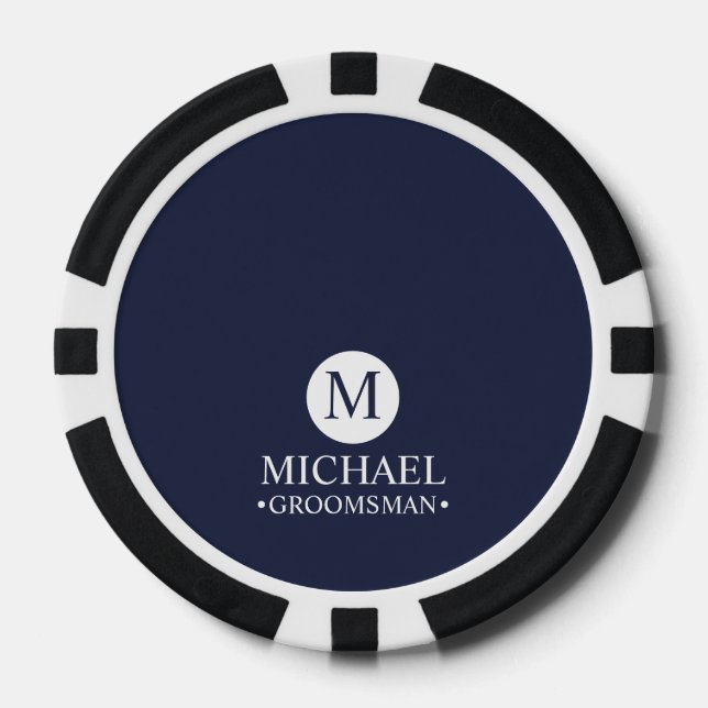 Classic Personalised Groomsmen Monogram and Name Poker Chips (Front)