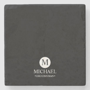 Classic Personalised Groomsmen Monogram and Name Stone Coaster