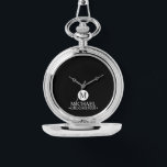 Classic Personalised Groomsmen Monogram and Name Watch<br><div class="desc">Add a personal touch to your wedding with a customised groomsmen gift! This stylish gift features a black background with an initial inside a white circle. The name and title are written in a classic white serif font. A meaningful keepsake, this thoughtful gift is also perfect for your best man,...</div>