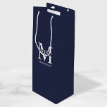 Classic Personalised Groomsmen Monogram and Name Wine Gift Bag<br><div class="desc">Classic Personalised Groomsmen Gifts
featuring personalised groomsman's monogram,  name and title in white classic serif font style on navy blue background.

Also perfect for best man,  father of the bride and more.</div>