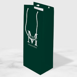 Classic Personalised Groomsmen Monogram and Name Wine Gift Bag