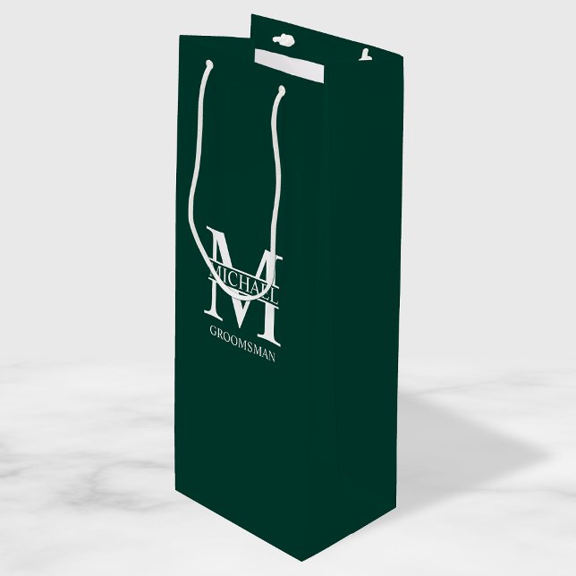 Classic Personalised Groomsmen Monogram and Name Wine Gift Bag (Creator Uploaded)