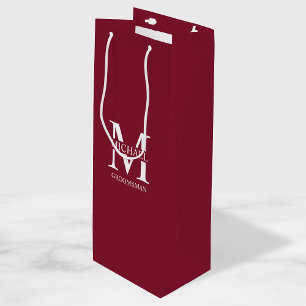 Classic Personalised Groomsmen Monogram and Name Wine Gift Bag