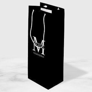 Classic Personalised Groomsmen Monogram and Name Wine Gift Bag