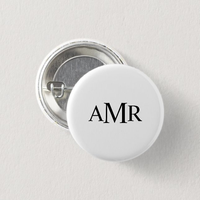 Classic Personalised Monogram 3 Cm Round Badge (Front & Back)