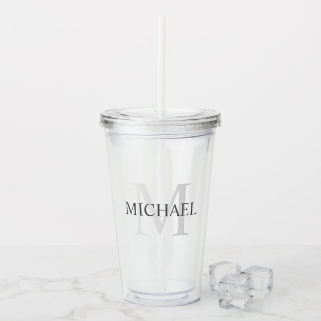 Classic Personalised Monogram and Name Acrylic Tumbler (Creator Uploaded)