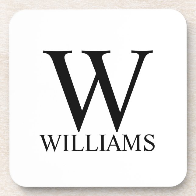 Classic Personalised Monogram and Name Beverage Co Coaster (Front)