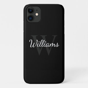 Classic Personalised Monogram and Name Black iPhone 11 Case