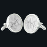 Classic Personalised Monogram and Name Cufflinks<br><div class="desc">Personalised Monogram and Name Gift features personalised name in grey and monogram in light grey as background, in classic serif font style, on white marble background. Perfect as holiday gift, father's day gift for dad and gift for any special occasions. Please note: The marble details are simulated in the artwork....</div>