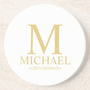 Classic Personalised Monogram and Name Groomsman Coaster