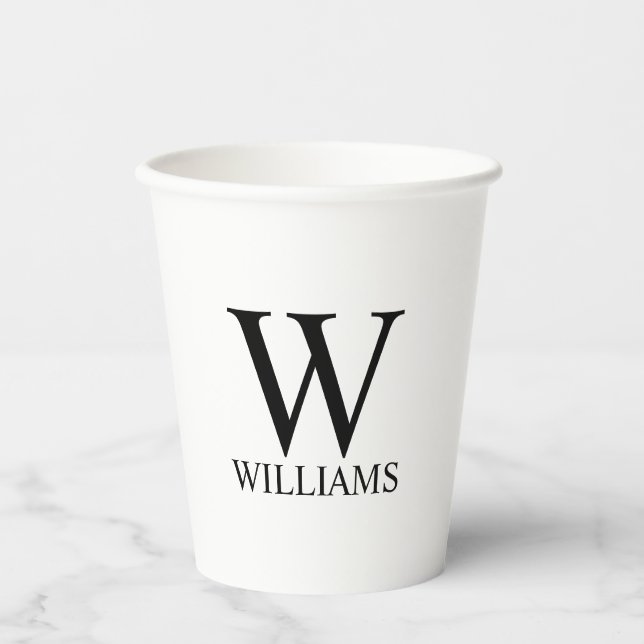 Classic Personalised Monogram and Name Paper Cups (Front)