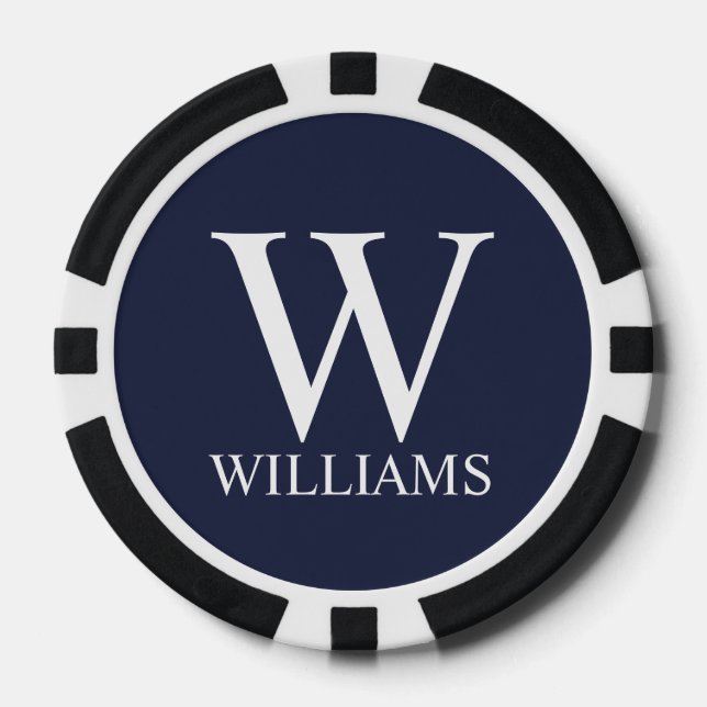 Classic Personalised Monogram and Name Poker Chips (Front)