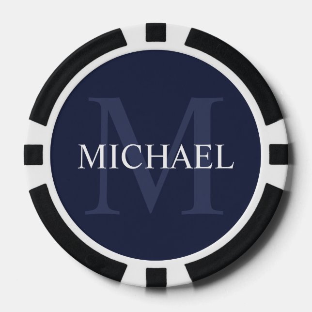 Classic Personalised Monogram and Name Poker Chips (Front)