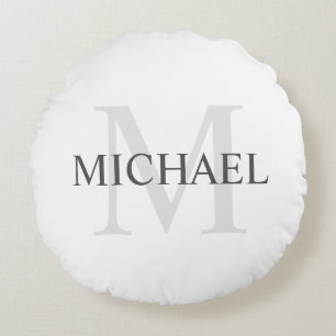 Classic Personalised Monogram and Name Round Cushion