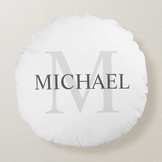 Classic Personalised Monogram and Name Round Cushion (Front)