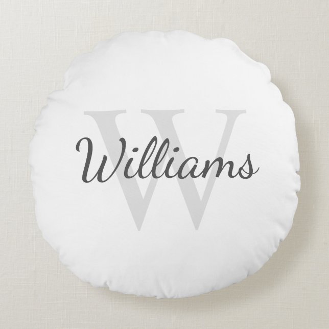 Classic Personalised Monogram and Name Round Cushion (Front)