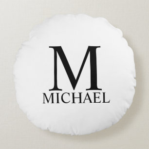 Classic Personalised Monogram and Name Round Pillo Cushion