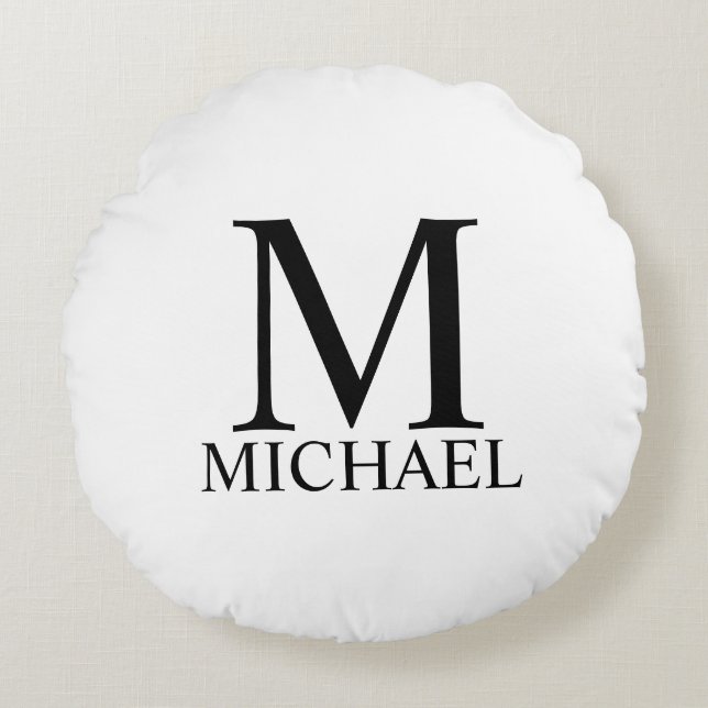 Classic Personalised Monogram and Name Round Pillo Round Cushion (Front)