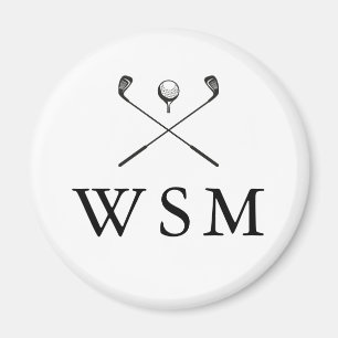 Classic Personalised Monogram Golf Clubs Magnet