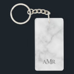 Classic Personalised Monogram Key Ring<br><div class="desc">Classic design features personalised 3 letter initial monogram in grey classic serif font style on white marble background. Perfect as holiday gift, father's day gift for dad and gift for any special occasions. Please note: The marble details are simulated in the artwork. No actual marble will be used in the...</div>
