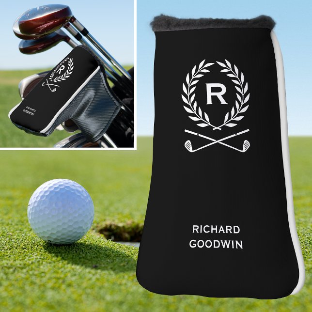 Classic Personalised Monogram Name Black Putter Golf Head Cover (Creator Uploaded)