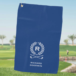 Classic Personalised Monogram Name Blue Golf Towel