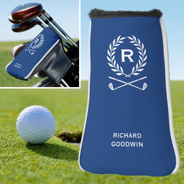 Classic Personalised Monogram Name Blue Putter Golf Head Cover (Creator Uploaded)