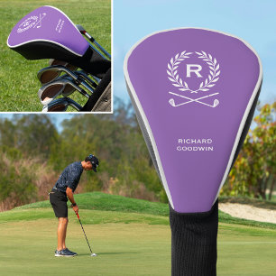 Classic Personalised Monogram Name Purple Golf Head Cover
