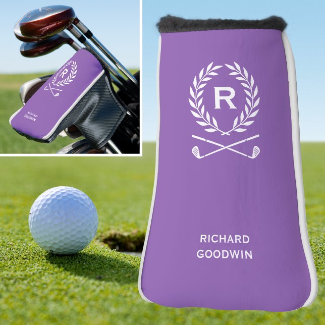 Classic Personalised Monogram Name Purple Putter Golf Head Cover (Creator Uploaded)