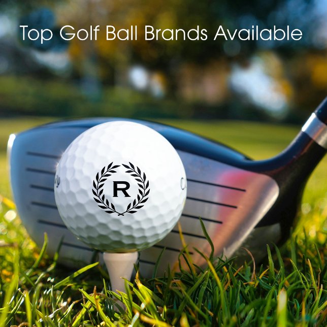 Classic Personalised Monogram Wreath Black Golf Balls (Creator Uploaded)