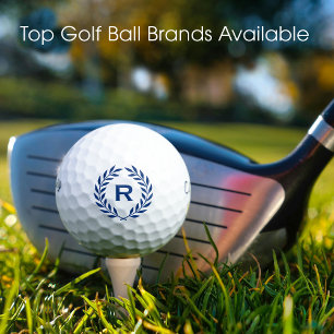 Classic Personalised Monogram Wreath Blue Golf Balls