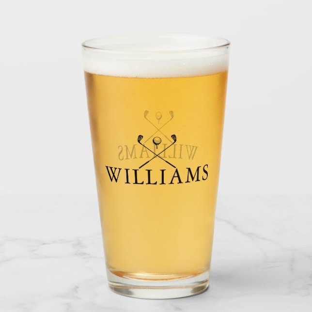 Classic Personalised Name Golf Clubs Glass (Front Filled)