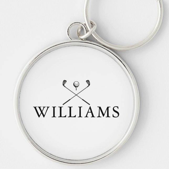 Classic Personalised Name Golf Clubs Key Ring (Front)
