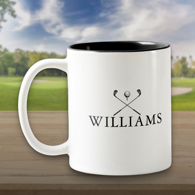 Classic Personalised Name Golf Clubs Two-Tone Coffee Mug (Classic Personalized Name Golf Clubs Two-Tone Coffee Mug)