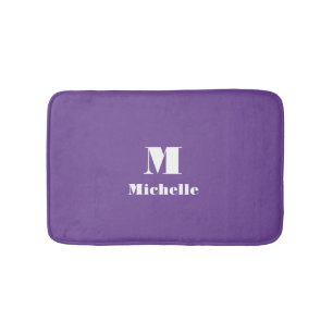 Classic Personalised Name Initial Solid Purple Bath Mat