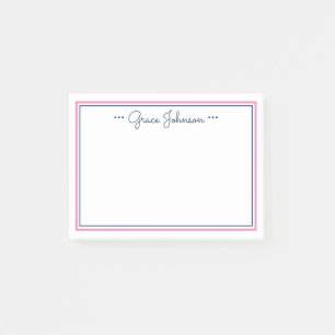 Classic Personalised Post-it Notes   Navy & Pink