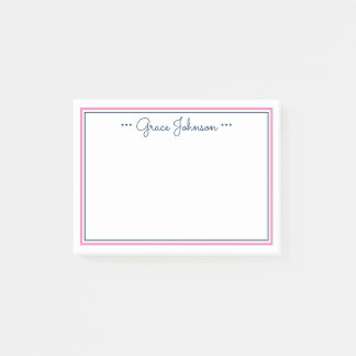 Classic Personalised Post-it Notes | Navy & Pink